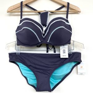 Shade & Shore Purple Crotchet Detail Bikini Set NWT
